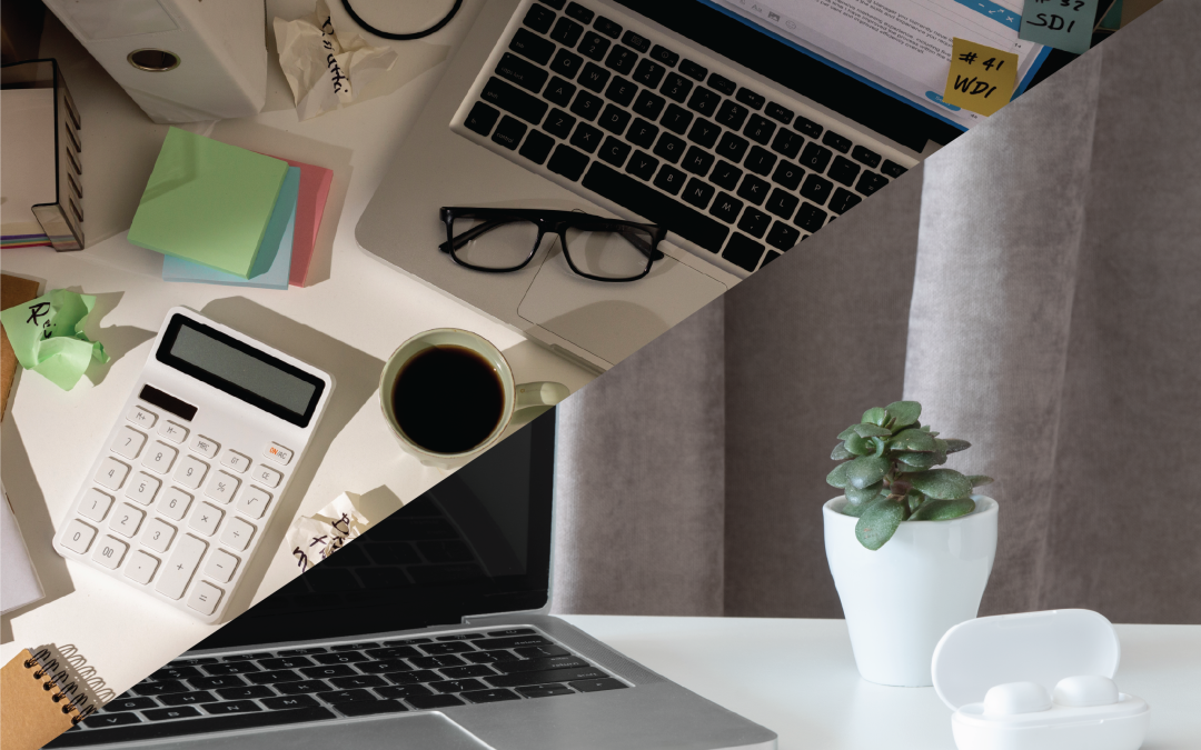 Comparison showing messy vs organised marketing strategy